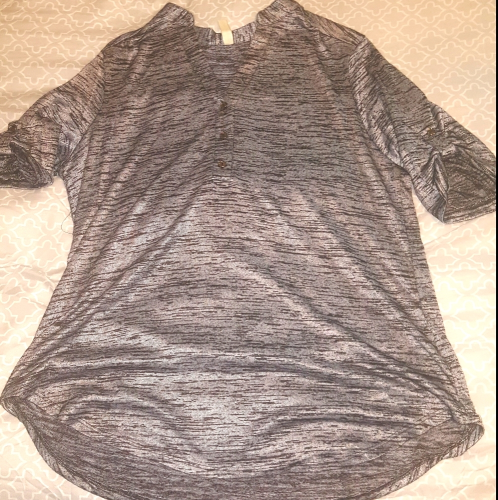 Perception Metallic Gray Knit Blouse